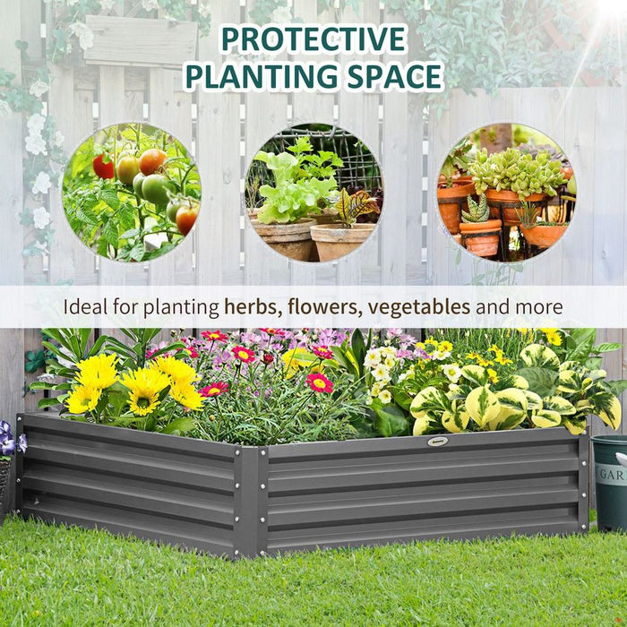 Outsunny Raised Garden Bed - Metal Planter - Light Grey