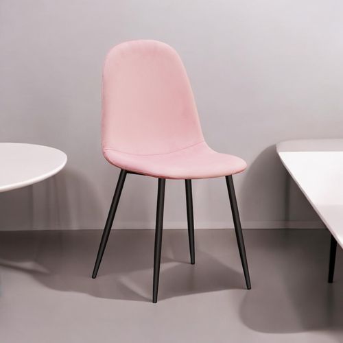 PINK FABRIC CHAIR BLACK METAL LEGS
