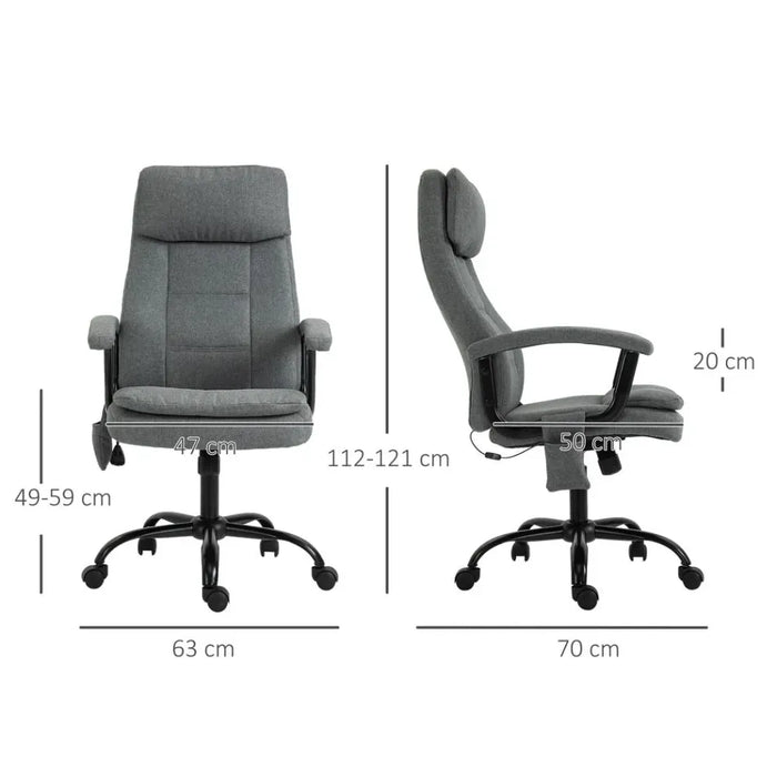 2-Point Massage Office Chair Linen-Look Fabric Adjustable Height Chair Grey