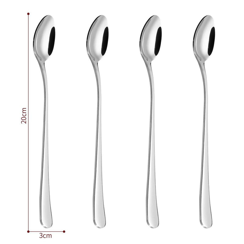 Elegant 8pc SS Long Handle Latte Spoons - Top Quality for Kitchen, Hotel, Restaurant - Perfect Gift!