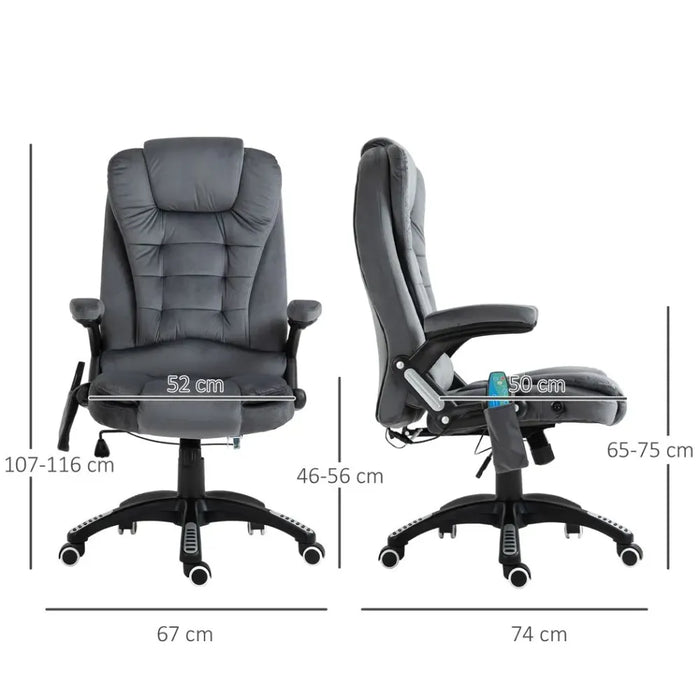 Premium Massage Reclining Chair - Executive Grey - Heating - Relaxing Headrest