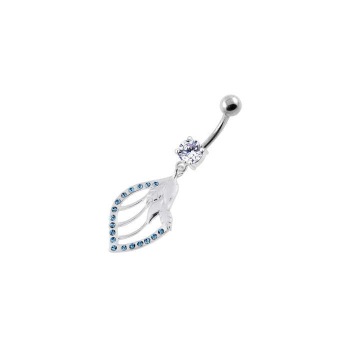 Jeweled Floral Shell 925 Sterling Silver Navel Bar