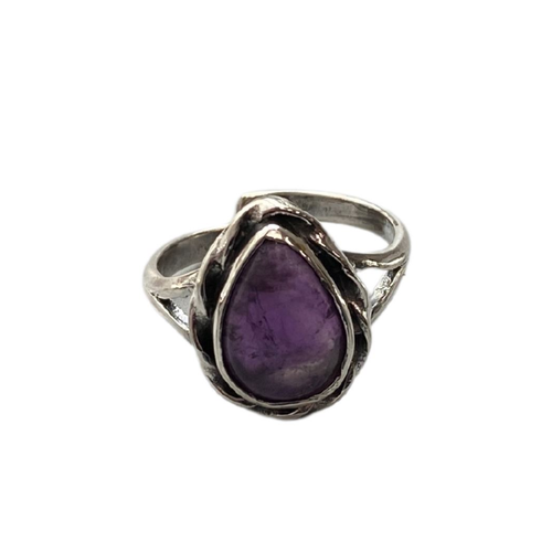 Giant Teardrop Crystal Ring, Amethyst