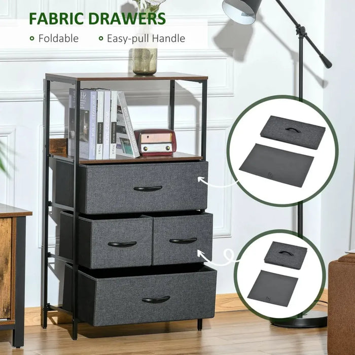 4 Drawer Storage Chest Unit - Black | Home Living Room Bedroom | Shelves | High-Quality