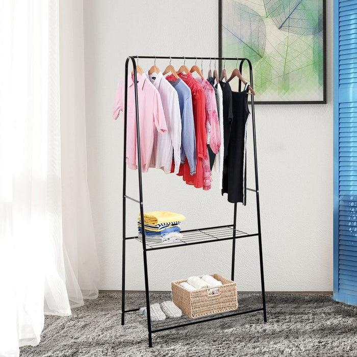 Clothes Rack, 2-Tier, A Shaped, Steel-Black