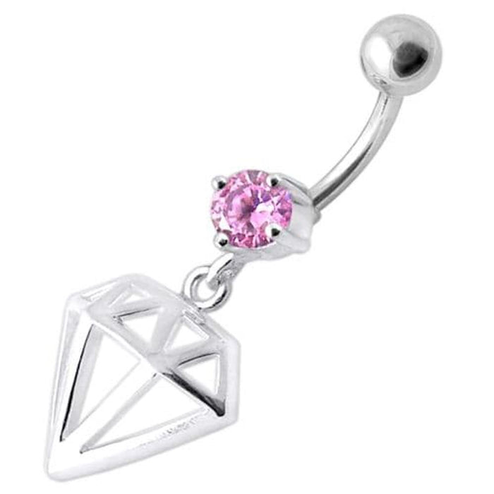 Fancy Jeweled Diamond Cut Dangling Navel Ring