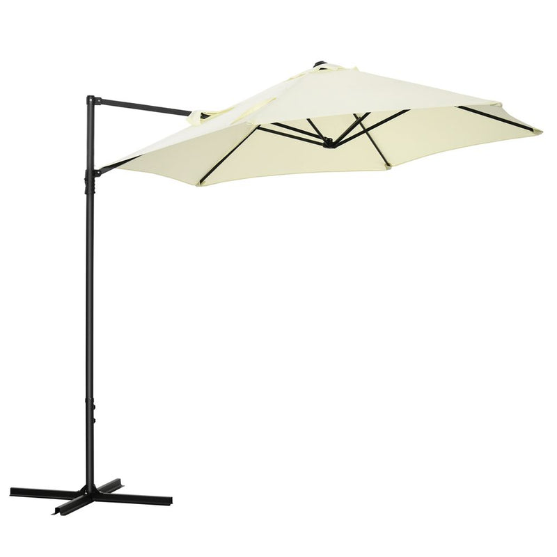 Premium 2.5M Garden Cantilever Parasol - 360 Rotation, Cross Base - Beige