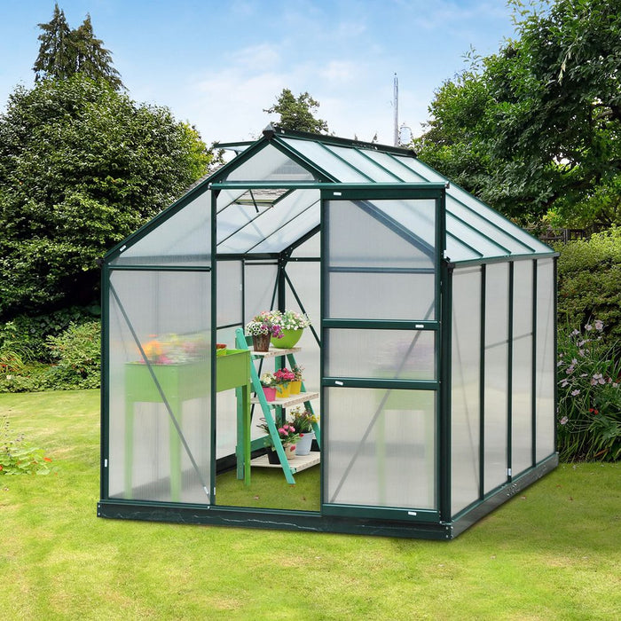 Clear Large Walk-In Greenhouse Garden Plants Grow Galvanized Base, Slide Door