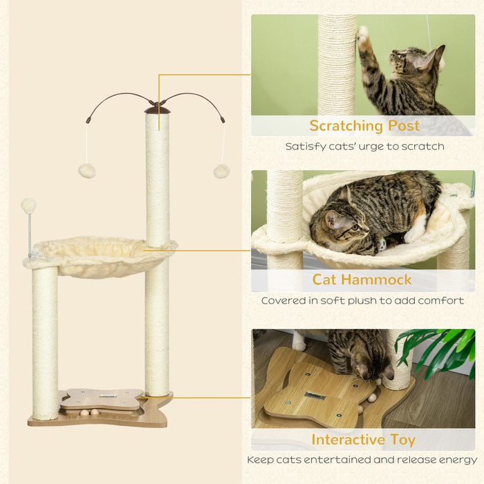 PawHut Cat Tree for Indoor Cats, Cat Scratching Post with Bed, Toy Ball - Beige