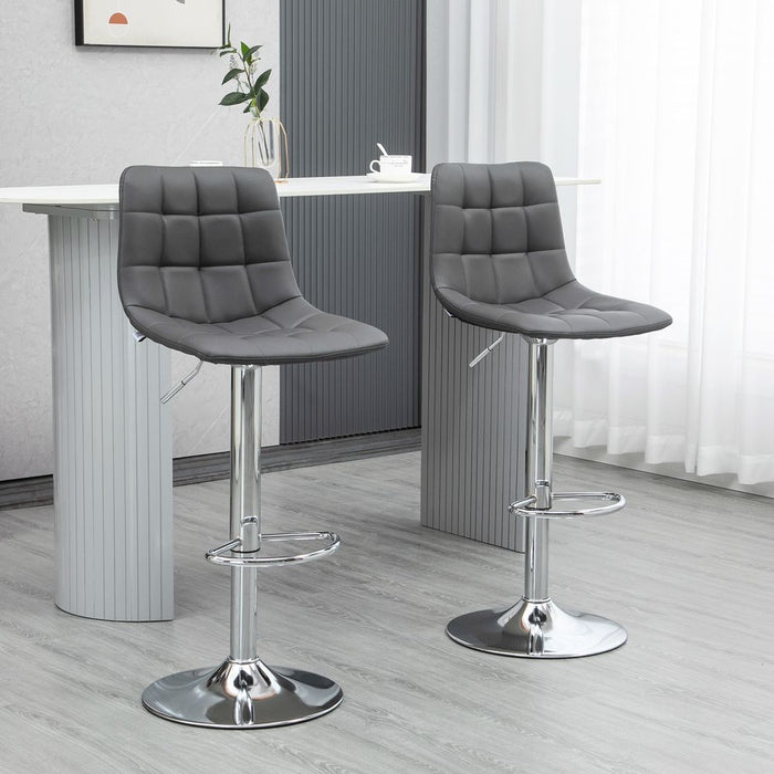 Premium Grey Swivel Stools - Set of 2, Adjustable Height, Comfortable Footrest