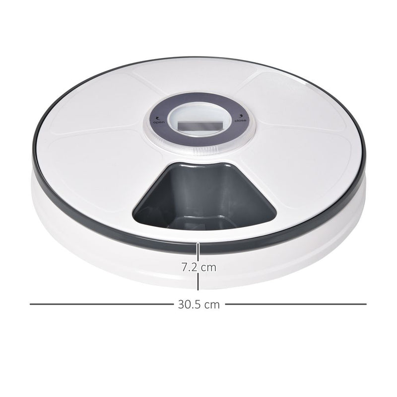 PawHut Automatic Pet Dog Cat Feeder w/Digital Timer Six-Meal Food Dispenser