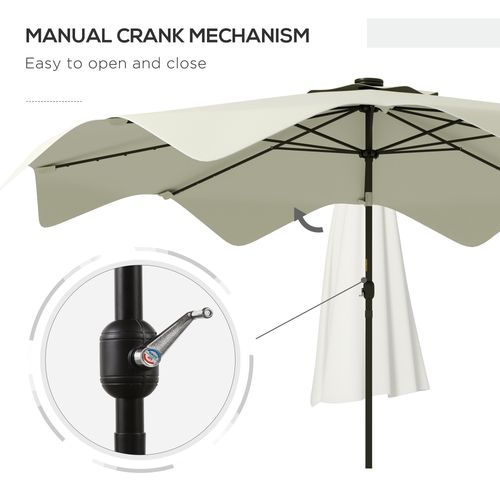 Outsunny Garden Parasol Umbrella with LED Lights and Tilt, Table Umbrella