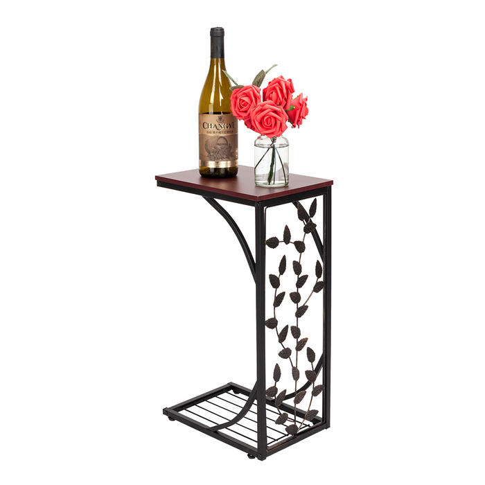 Leaf Pattern Iron Side Table Coffee Table Brown 54*30.5*21CM