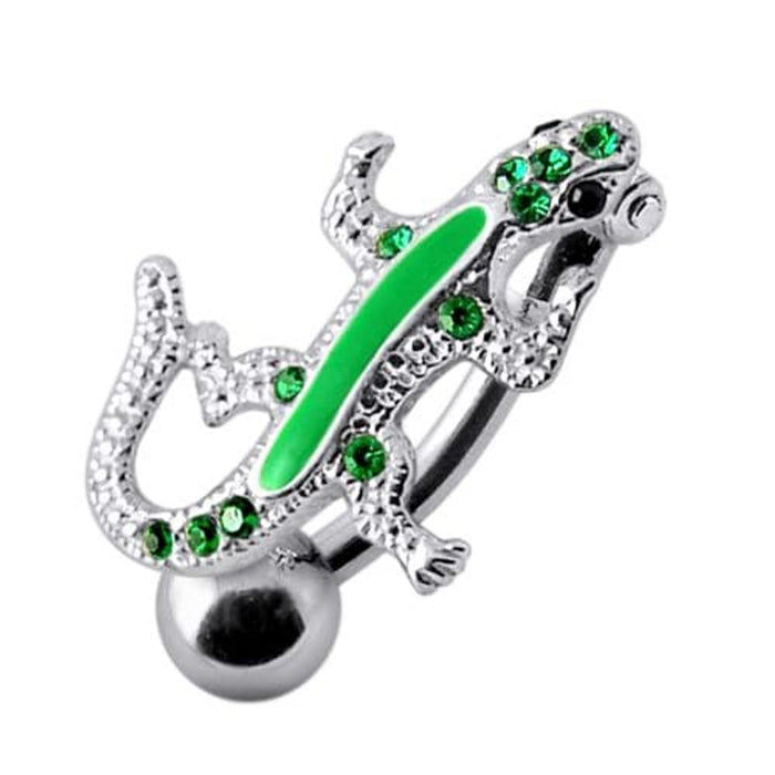 SS Fancy Jeweled Lizard Dangling Navel Ring