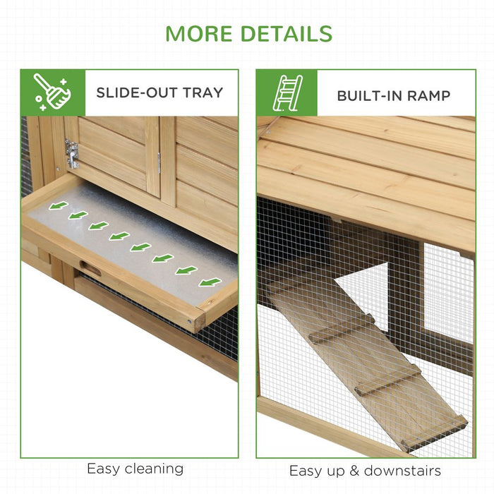 Small Chicken Coop Hen Cage Nesting Box Outdoor Run Wood Color 150.5 x 54 x 87cm