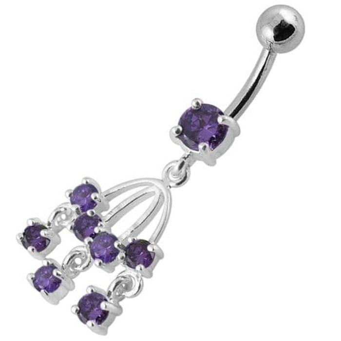 Fancy  chandeliers Dangling Curved Bar Belly Ring