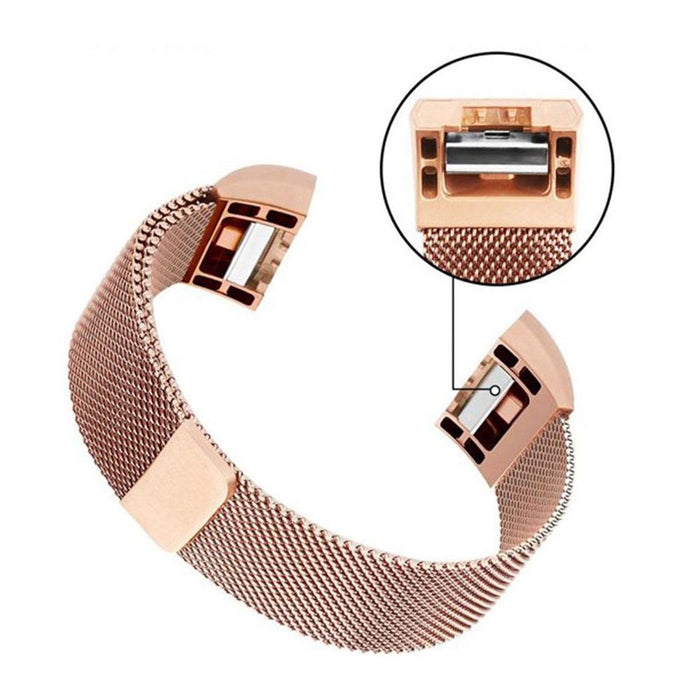 Aquarius Milanese Replacement Strap Band for Fitbit Charge2 - Rose Gold, High Quality