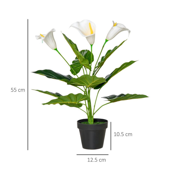 Set of 2 Artificial Realistic Calla Lily Flower, Decorative Plant, 55cm HOMCOM