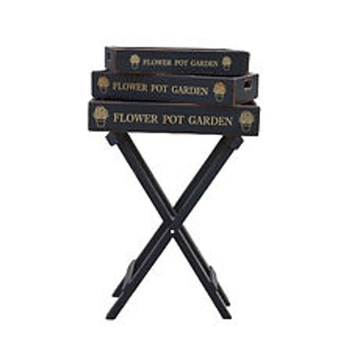 Premium Black Wooden Garden Toffee Trays - Set of 3