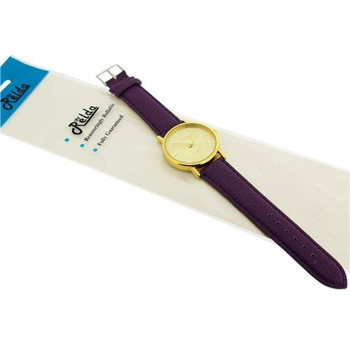 Relda Women Analogue Jumbo Gold Dial & Leather Purple Strap REL62