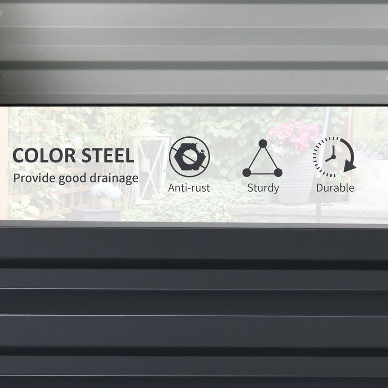 Raised Garden Bed Steel Planter Growing Box for Vegetables Flowers Grey