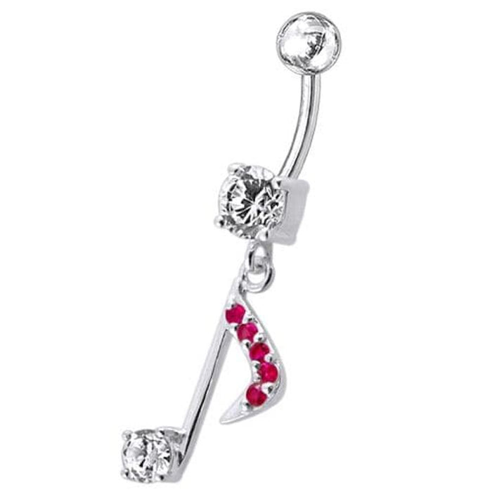 Fancy Jeweled Silver Dangling Navel Belly Ring Body Jewelry