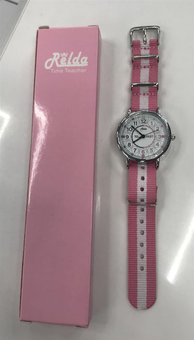 Relda Girls Time Teacher Watch REL111 | Analogue Nylon Strap, Bold Numbers, Quartz Movement | 1-Year Guarantee