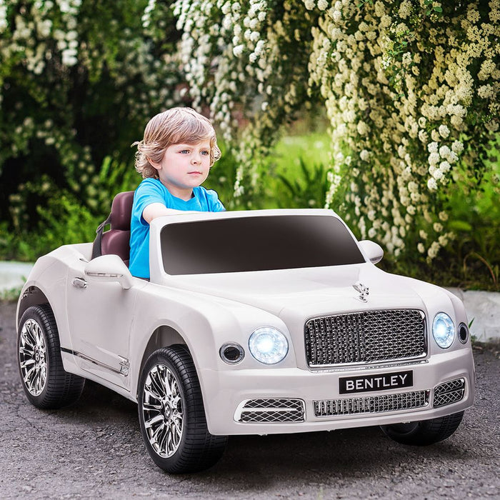 Bentley Mulsanne Licensed Kids Electric Ride-On Car w/ Remote - White