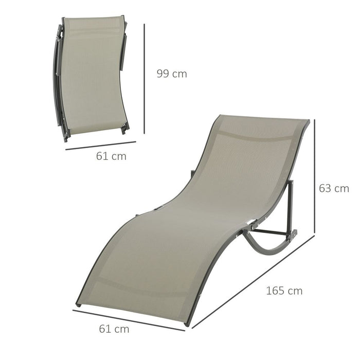 Set of 2 S-shaped Reclining Chair 165x61x63cm Khaki Zero Gravity Recliners