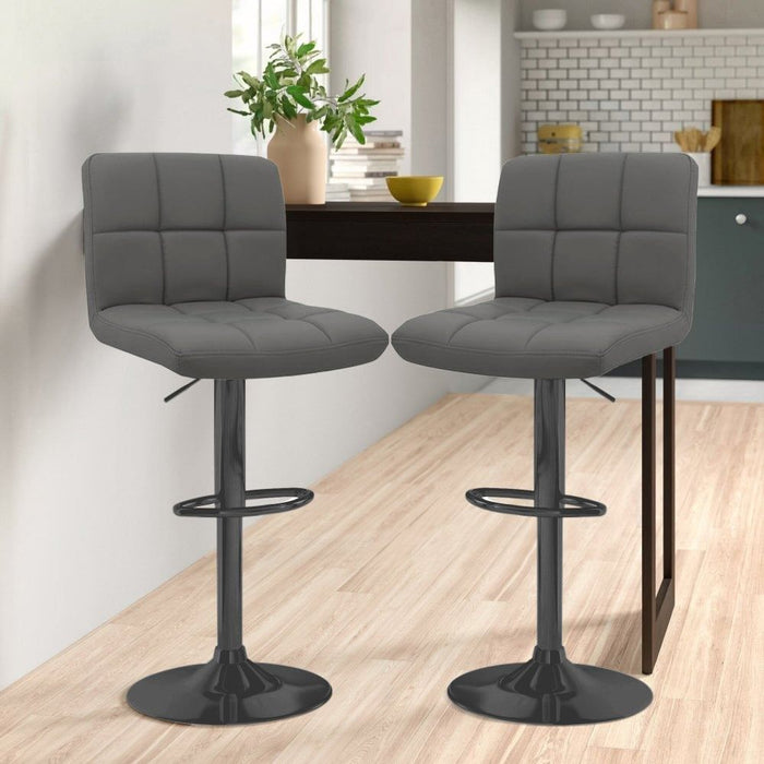 Faux Leather Bar Stool with Matt Black Leg