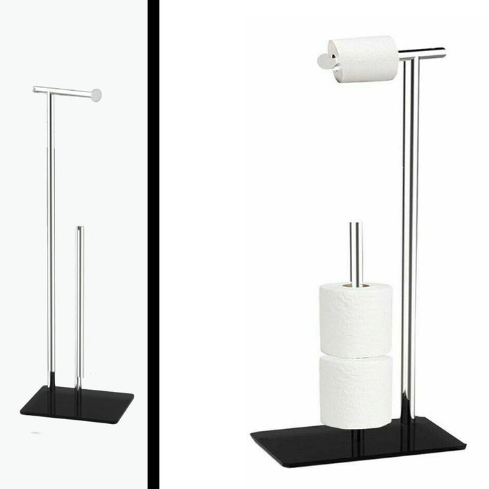 Stylish Toilet Roll Holder & Storage- Glass Base