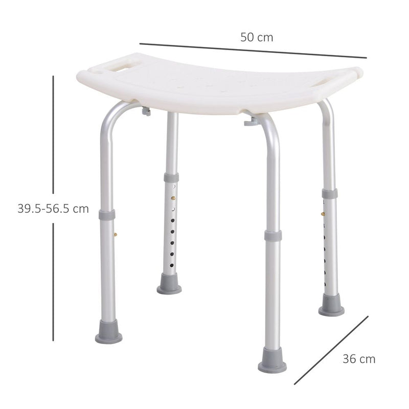 HOMCOM Portable Non-Slip Adjustable Shower and Bath Stool Bench Aluminum Frame