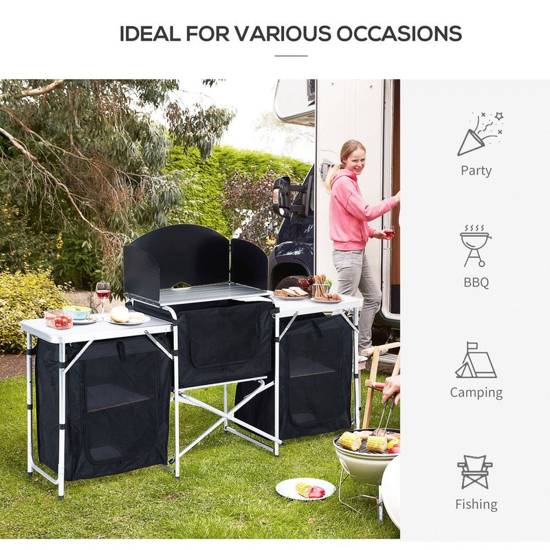 Outsunny Folding Camping Kitchen Portable Cooking Table