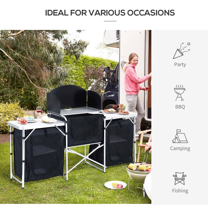 Outsunny Folding Camping Kitchen Portable Cooking Table