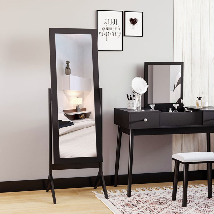 Freestanding Dressing Mirror 148x47cm Adjustable Angle Dark Brown Frame