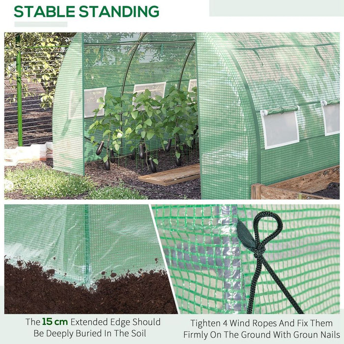 Spacious 3x3x2m Poly Greenhouse Tent - Durable Steel Frame - Green - Ideal for Growing