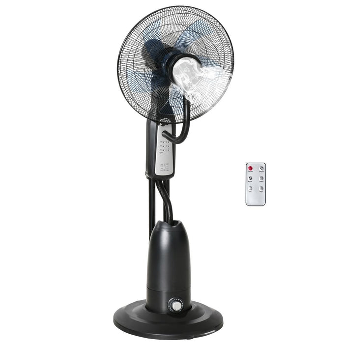 Pedestal Fan with Water Mist Spray Standing Fan w/ 2.8L Water Tank Black