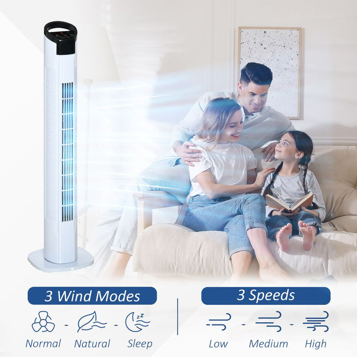 Tower Fan, 3 Speed 3 Mode, Oscillation Remote Black/White