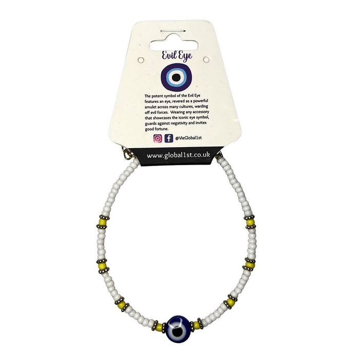 Evil Eye Bracelet, Yellow Beads, (JIT)