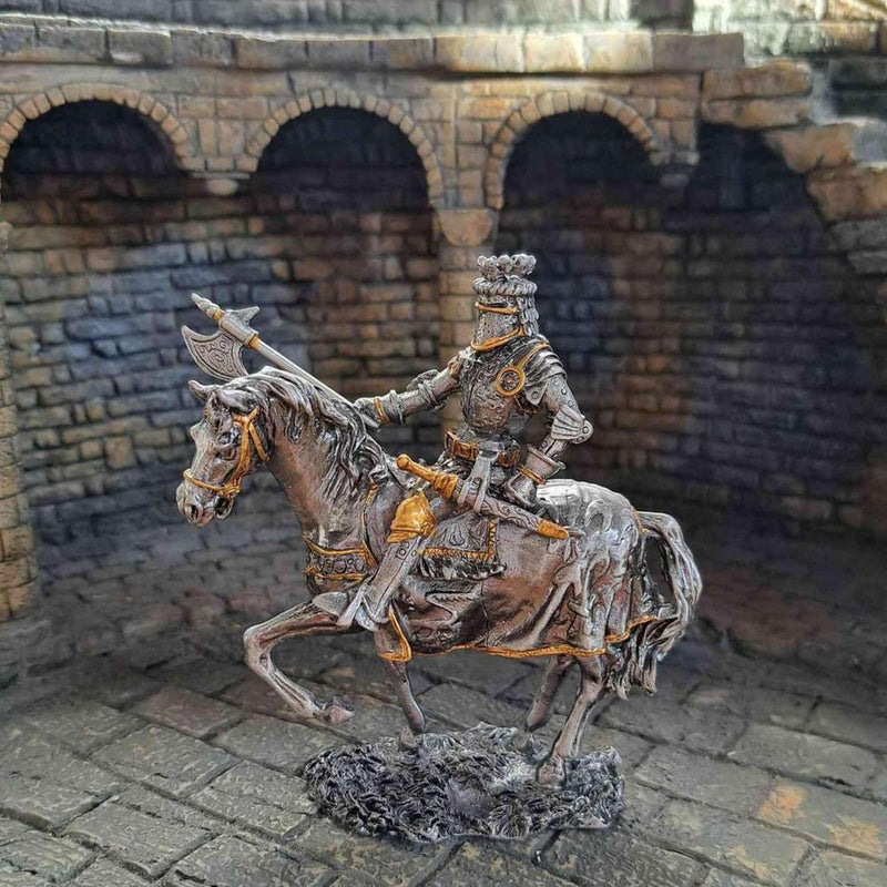 Mounted Knight with Axe (hand-cast statue sculpture) 10cm Height