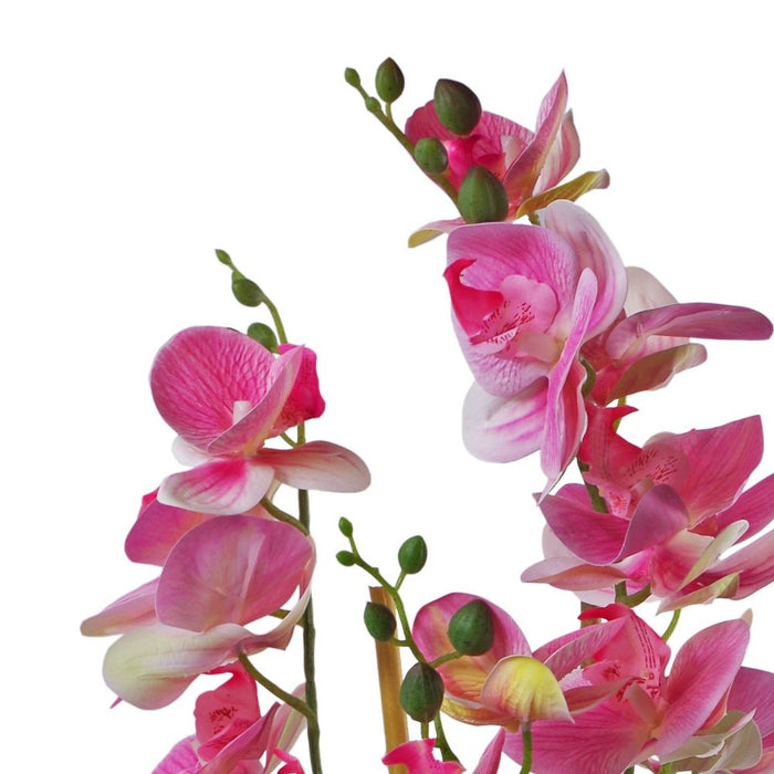 High-Quality 70cm Artificial Orchid Light Pink Black Ceramic Planter