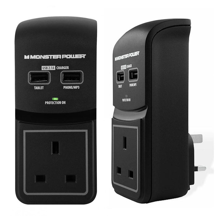 Monster Power Core 100 Surge Socket w/ 2 USB Ports - Black, High-Quality & Warranty