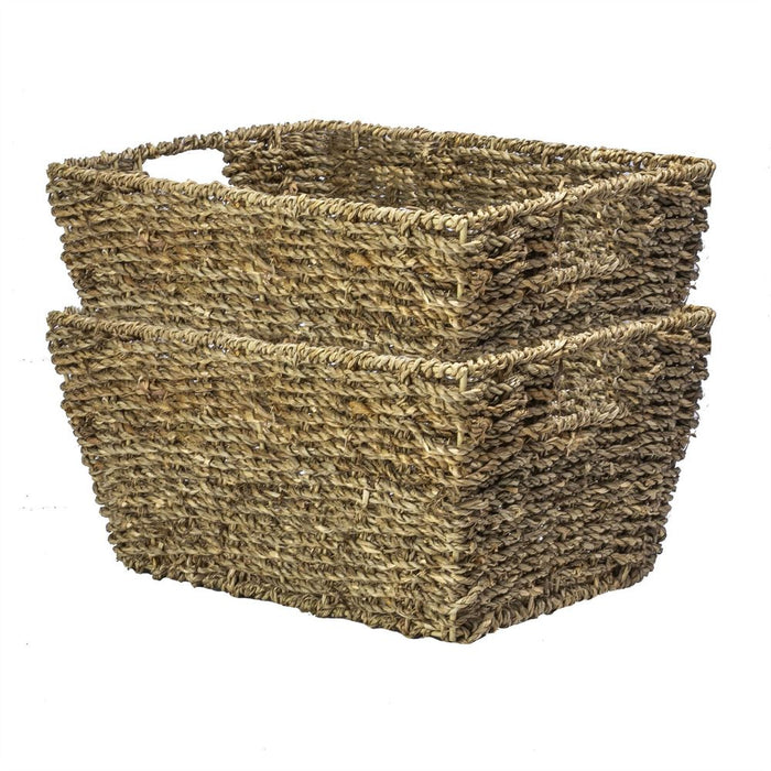 Organic Seagrass Storage Basket - Set of 2 | High-Quality, Stylish and Functional Home Organization Solution