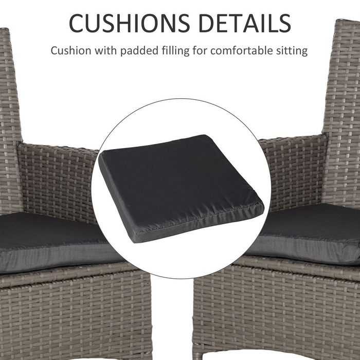 2 Seater Outdoor Rattan Armchair Dining Chair Garden Armrests Cushions Grey