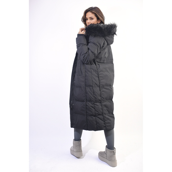 Luxury Longline Faux Fur Hooded Puffer Jacket