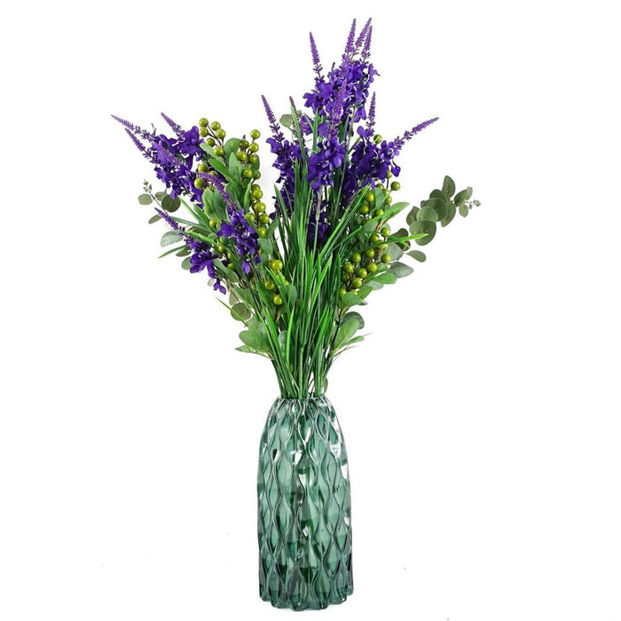 Premium 30cm Green Waves Glass Vase - Hand-finished, Perfect for Real & Artificial Flowers - Professional Quality