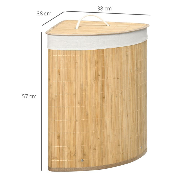 55L Bamboo Corner Laundry Hamper Bamboo Laundry Basket 38x38x57cm HOMCOM