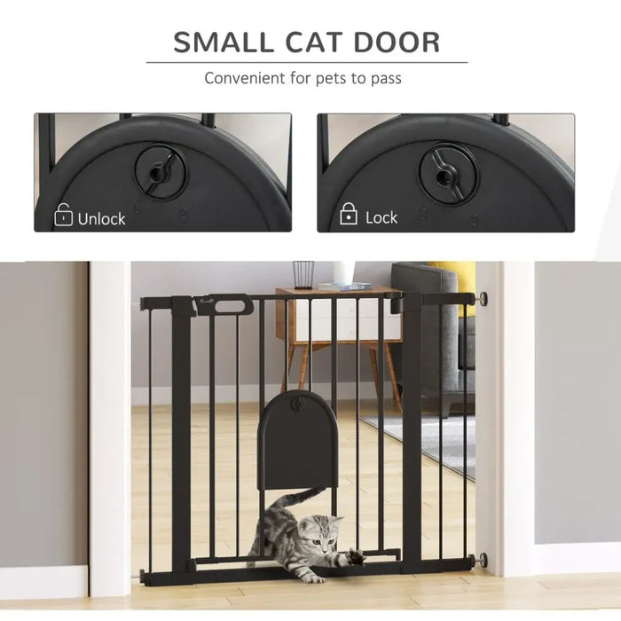 Extra Wide Pet Safety Gate, Stair Fit, Double Locking, Black