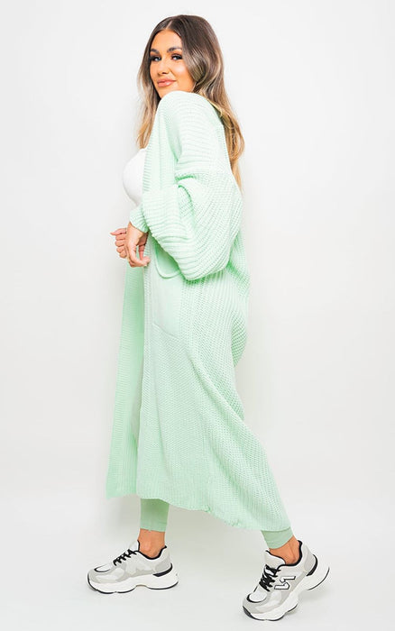 Cozy Knitted Balloon Sleeve Maxi Cardigan