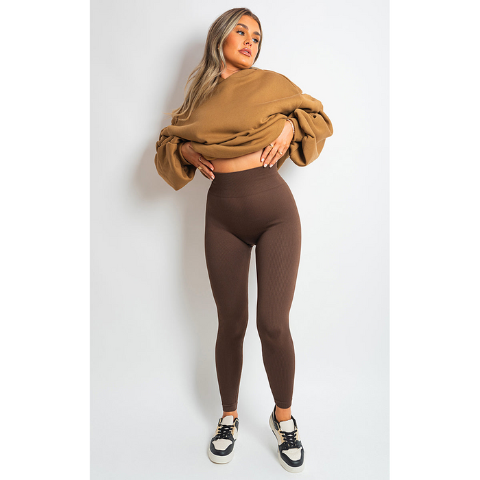 Super Soft Lightweight Rib High Waisted Leggings - Curvy Fit